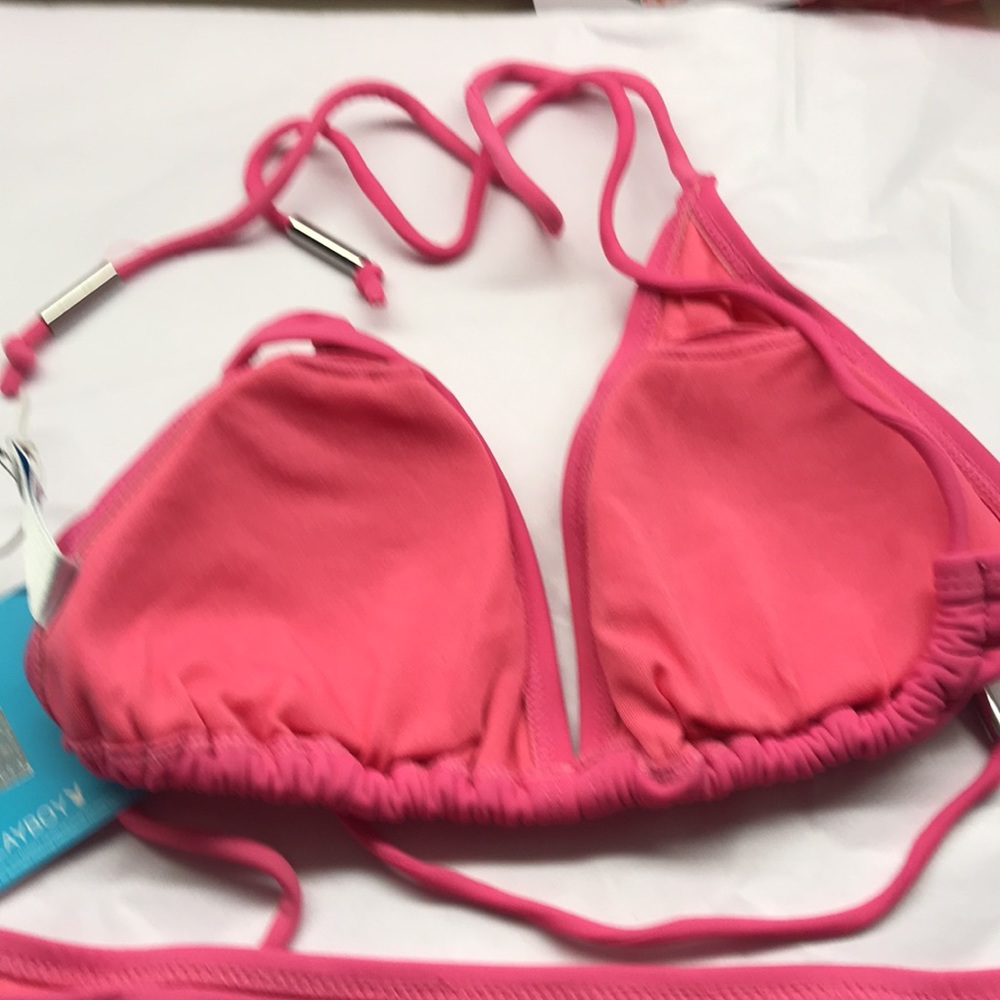 Vintage playboy bunny bikini crystal thong Pink swimsuit g string iconic sexy V2 - Picture 10 of 10
